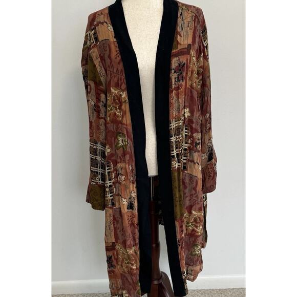 Women Plus Size 3x Kimono Robe Open Front Artsy Rayon Vintage Cardigan - Picture 4 of 9